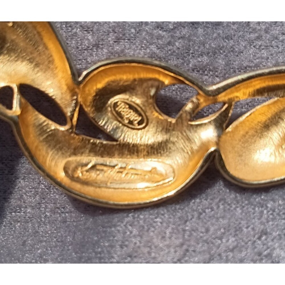 Vtg Trifari Kunio Matsumoto Modernist Gold Tone Swirl Pendant Necklace Signed - Picture 6 of 6